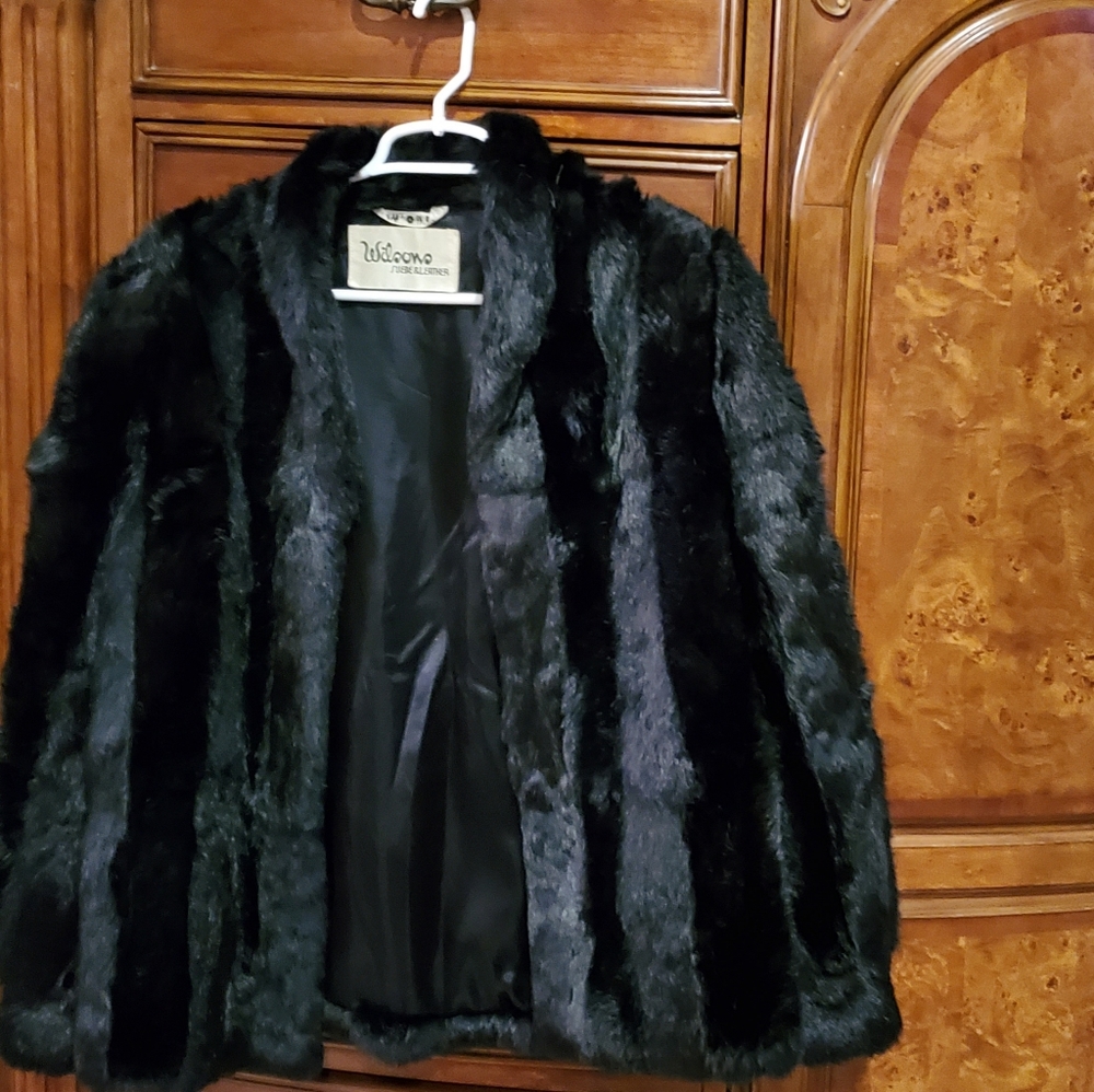 Black Striped Rabbit Fur Jacket - Picture 12 of 17